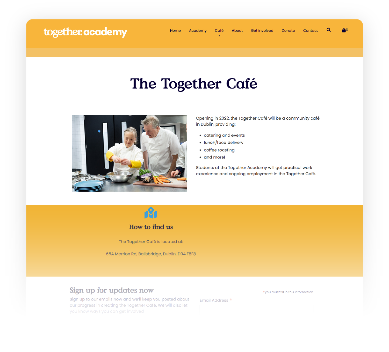 Old Together Academy Website - Mobile