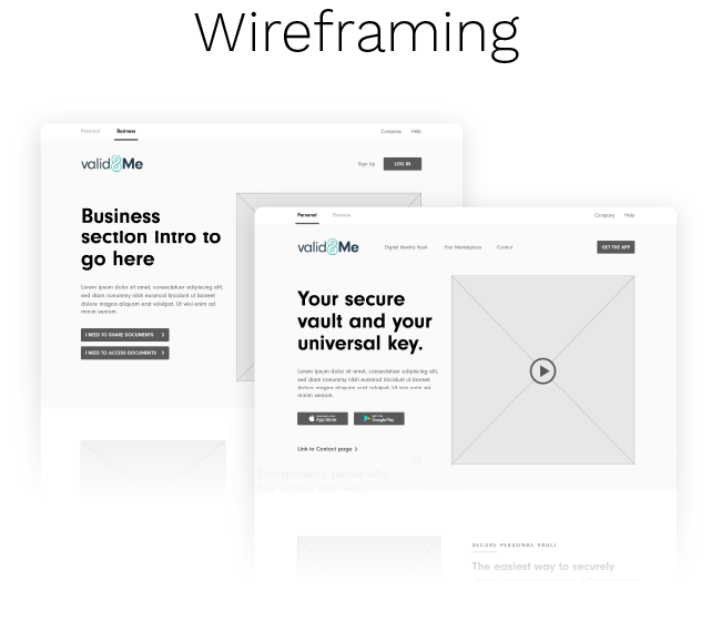 valid8Me Wireframing mobile